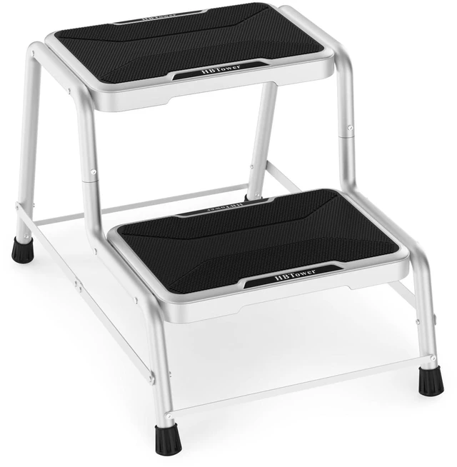 Main image of 2 Step Stools for Adults Kids with Non-Slip Rubber Feet Holds Up to 600 lbs, Lightweight Stepping Stools for Bedroom Kitchen Bathroom, Bed Steps for High Beds