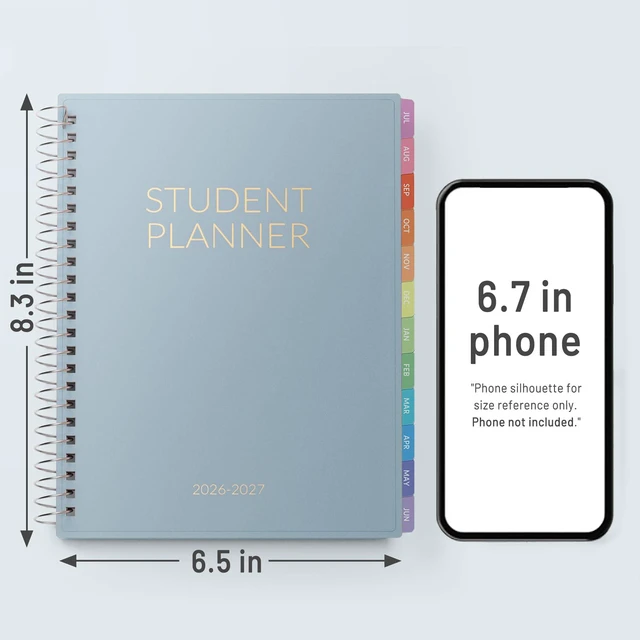 Alt view image 5 of 7 - Student Planner 2026-2027, Middle or High School Planner for Academic Year Jul. 2026 - Jun. 2027, 6.5" x 8.3" Lesson Plan Datebook with PVC Waterproof Cover, Bookmark, Planning Stickers, Blue