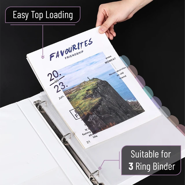 Alt view image 5 of 5 - Bulk Clear Sheet Protectors with Tabs, 8.5"x11", 8 Tabs, 12 Sets Plastic Dividers for 3 Ring Binder, Insertable Index Page Divider Multicolor Tabs