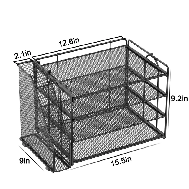 Alt view image 5 of 7 - 4-Tier Paper Organizer for Desk with File Organizer Desk Organizers and Accessories Desk Accessories & Workspace Organizers for Office Supplies (Black)