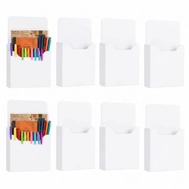Main image of 8 Pack Magnetic File Folder Holder for Whiteboard Classroom Storage 5"x7"x1.2" Hanging Magnetic Wall File Organizer, Refrigerator Magazine Holder, for Mail Letters Paper Desk Office