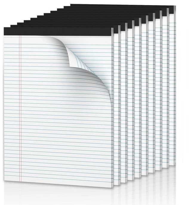 Main image of Note Pads 8.5 x 11.75 Writing Pads, 10 Pack Narrow Ruled White Legal Pads Double-Side Printed Lined Paper Pads, 8.5x11.75 Line Note Pads, 30 Sheets Per Note Pad, Legal Notepads for Work/School/Office