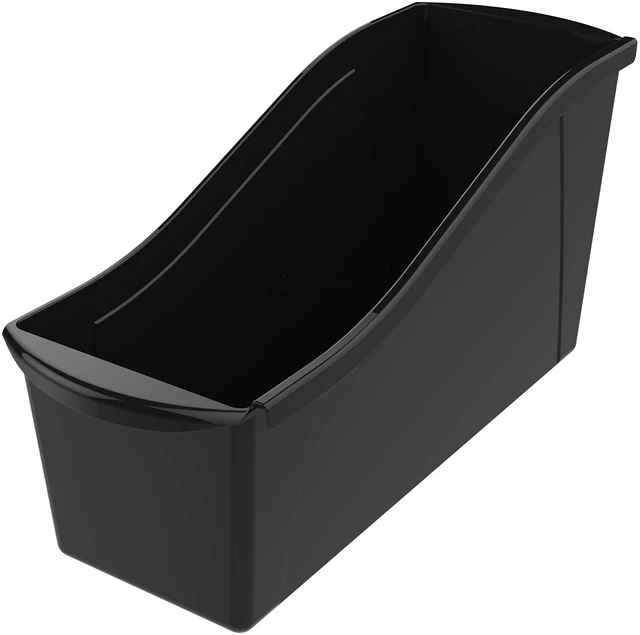 Alt view image 2 of 7 - Large Book Bin - Interlocking Plastic Organizer for Home, Office, and Work Space - Black, 6-Pack (70109C06C)