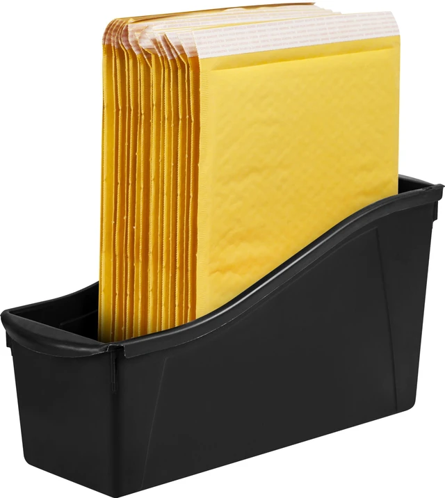 Alt view image 3 of 7 - Large Book Bin - Interlocking Plastic Organizer for Home, Office, and Work Space - Black, 6-Pack (70109C06C)