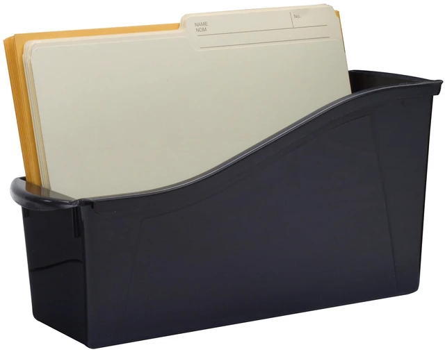 Alt view image 6 of 7 - Large Book Bin - Interlocking Plastic Organizer for Home, Office, and Work Space - Black, 6-Pack (70109C06C)