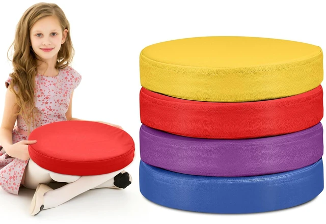 Main image of 4 Pcs Extra Thick Floor Cushion Classroom, Bright Colors, Round Flexible Seating Cushions, Assorted Colored Pillow Floor Cushions, Soft Support for Learning Sitting Home Office School Chair