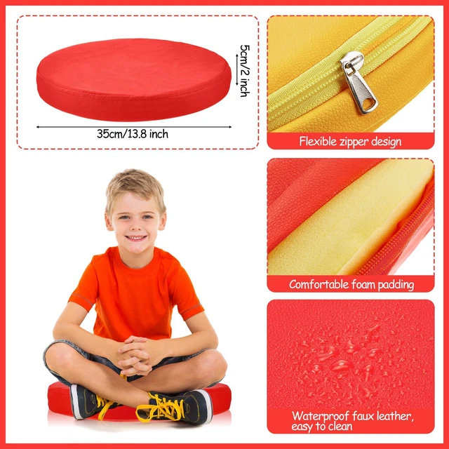 Alt view image 2 of 7 - 4 Pcs Extra Thick Floor Cushion Classroom, Bright Colors, Round Flexible Seating Cushions, Assorted Colored Pillow Floor Cushions, Soft Support for Learning Sitting Home Office School Chair