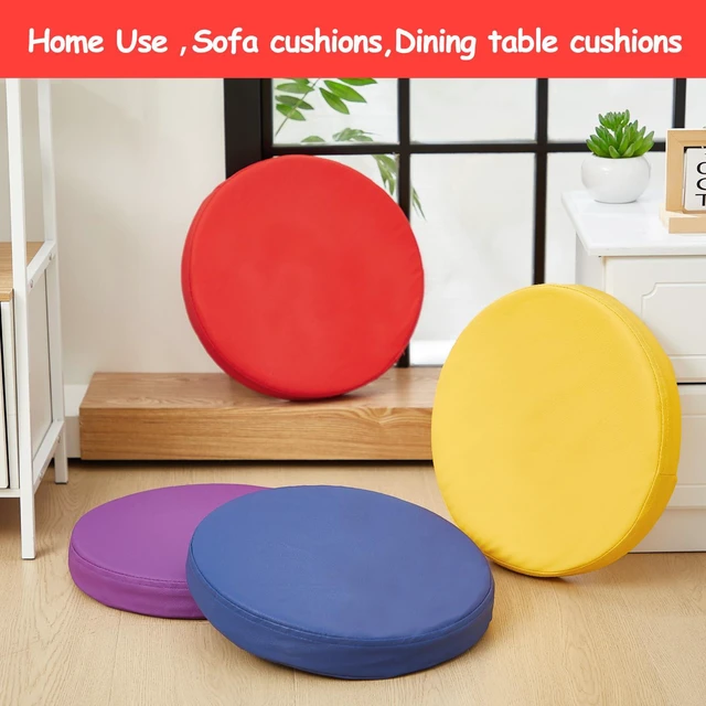 Alt view image 6 of 7 - 4 Pcs Extra Thick Floor Cushion Classroom, Bright Colors, Round Flexible Seating Cushions, Assorted Colored Pillow Floor Cushions, Soft Support for Learning Sitting Home Office School Chair