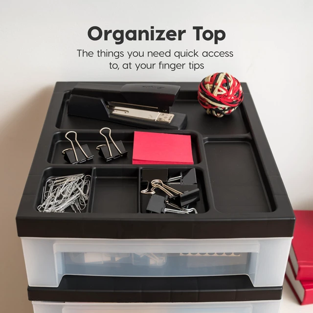 Alt view image 7 of 7 - 10-Drawer Rolling Storage Cart, Black/Clear Keep classroom supplies, teacher essentials, craft materials, and learning tools organized with easy-access drawers