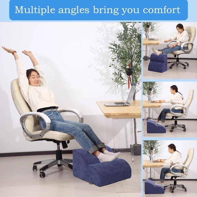 Alt view image 5 of 7 - Foot Rest for Under Desk at Work.Multifunctional 3-Tier Foot Stool With Washable Footrest.For Under Desk,Office Chair Gaming Chair & Sofa,Leg Elevation Pillow,supports Posture