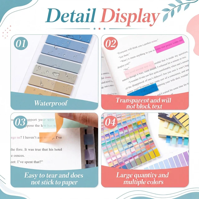 Alt view image 4 of 7 - 16000 Pcs Annotation Tabs, 80 Color Writable Sticky Tabs for Book Self-adhesive Index Tabs Feature a Transparent Writable Design for Annotating Books, Bible Pages, Journals and Study Notes