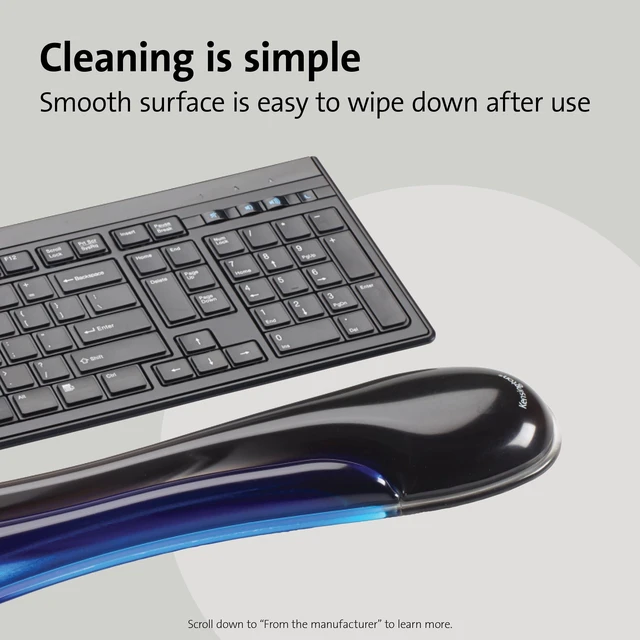 Alt view image 5 of 7 - Duo Gel Wrist Rest for Keyboard, Wrist Pad for Keyboard, Ergonomic Keyboard Wrist Pad, Computer Keyboard Pad with Wrist Support, Cooling Gel, Non-Skid Backing, Blue K62397AM, 19" x3.7