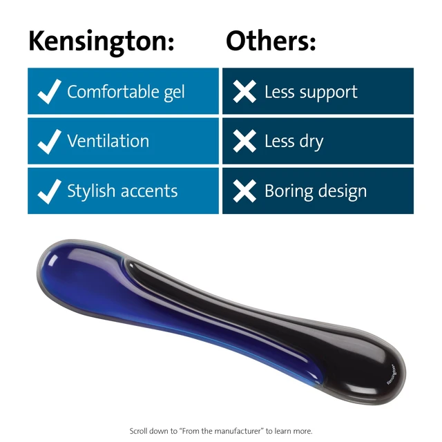 Alt view image 7 of 7 - Duo Gel Wrist Rest for Keyboard, Wrist Pad for Keyboard, Ergonomic Keyboard Wrist Pad, Computer Keyboard Pad with Wrist Support, Cooling Gel, Non-Skid Backing, Blue K62397AM, 19" x3.7