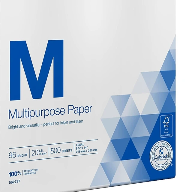 Alt view image 4 of 5 - Multipurpose Laser & Inkjet Copy Paper, 8.5x14, 20 lb., ColorLok Legal-size, 96 Bright white paper, sold by the ream, for sharp text and vivid color prints