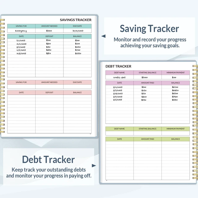 Alt view image 5 of 7 - Budget Planner - Monthly Budget Book with Expense Tracker Notebook, A4(8.5" x 11") Undated 12 Month Bill Organizer & Finance Planner to Manage Your Money, Account Book with Colorful Tab, Blue
