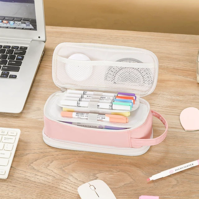 Alt view image 5 of 7 - Large Pencil Case for Girls Teens Organizer Pencil Bag with Zipper Pink Pencil Pouch for Kids Aesthetic Cute Big Pencil Pen Case for School Supplies, Large Capacity Design, Wear-resistant Fabric
