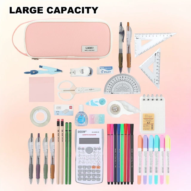 Alt view image 6 of 7 - Large Pencil Case for Girls Teens Organizer Pencil Bag with Zipper Pink Pencil Pouch for Kids Aesthetic Cute Big Pencil Pen Case for School Supplies, Large Capacity Design, Wear-resistant Fabric