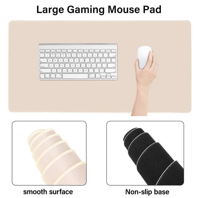 Alt view image 4 of 7 - Keyboard Mouse Pad Set, Large Gaming Mouse Pad&Keyboard Wrist Rest Rectangular Mousepad with Wrist Rest&Coaster, Ergonomic Non-Slip&Easy Typing Pad with Curved Silicone Lining, Apricot