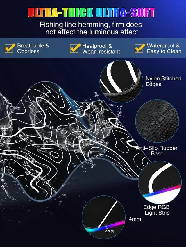 Alt view image 7 of 7 - Mouse Pad with Foldable Phone Holder & Wireless Charger, XXL RGB Gaming Mousepad 31.5"x15.8" Large Desk Mat for Keyboard, Black Desk Pad with Dual Qi Charging Station | 11 Colors 5 Modes | Waterproof