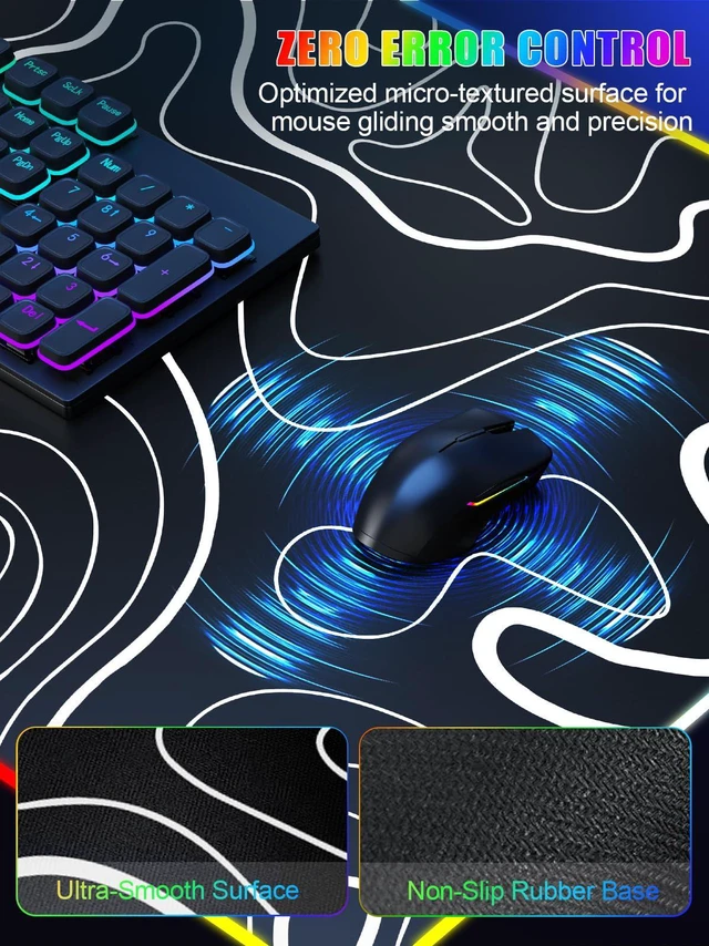 Alt view image 6 of 7 - Mouse Pad with Foldable Phone Holder & Wireless Charger, XXL RGB Gaming Mousepad 31.5"x15.8" Large Desk Mat for Keyboard, Black Desk Pad with Dual Qi Charging Station | 11 Colors 5 Modes | Waterproof