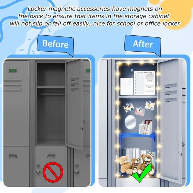 Alt view image 6 of 7 - 17 Pcs Locker Organizer and Decorating Kit, First Day of Essentials Marble Print Whiteboard with Markers Locker Shelf Plush Area Rug Mirror Magnetic Cup (Royal Blue)