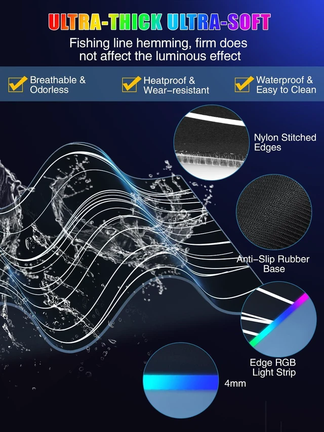 Alt view image 7 of 7 - Mouse Pad with Foldable Phone Holder & Wireless Charger, XXL RGB Gaming Mousepad 31.5"x15.8" Large Desk Mat for Keyboard, Black Desk Pad with Dual Qi Charging Station | 11 Colors 5 Modes | Waterproof