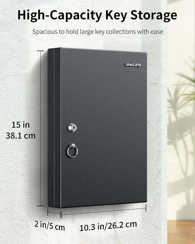 Alt view image 2 of 7 - 32 Position Key Lock Box, Wall Mount Security Key Cabinet, Black Wider hook spacing fits car fobs, writable racks & tags for quick ID, easy mount, sturdy lock box for office hotel & company