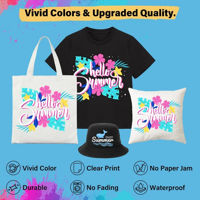 Alt view image 2 of 7 - Printable Heat Transfer Paper for T-Shirts 30 Sheets, 8.3" X 11.7" Printable Heat Transfer Vinyl for Inkjet Printer, Iron on Transfer Paper for Light and Dark Fabric (Matte)