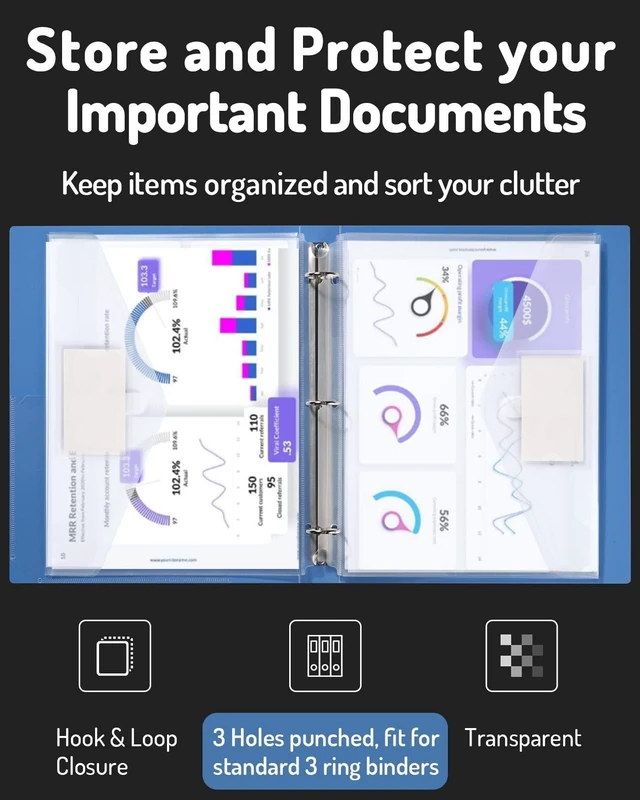 Alt view image 2 of 7 - Binder Pocket, 36 Pack Super Heavyweight Poly Binder Pocket Tight Closure, Binder Folders Side Loading, 3 Ring Binder Pocket, Binder Dividers with Pockets, Letter Size, Clear