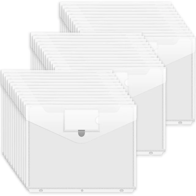 Main image of Binder Pocket, 36 Pack Super Heavyweight Poly Binder Pocket Tight Closure, Binder Folders Side Loading, 3 Ring Binder Pocket, Binder Dividers with Pockets, Letter Size, Clear