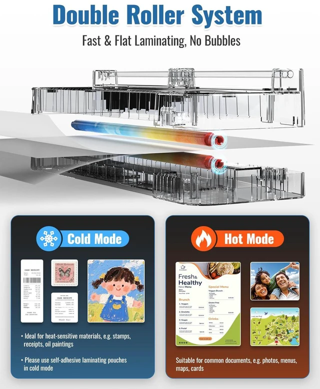 Alt view image 5 of 7 - 13Inch Laminator Machine with Sheets 50pcs, Paper Cutter Corner Rounder Scale Line, Dual Roller Hot/Cold NTC Control 11x17 ABS Anti-Jam 78s Preheat Laminating Machine for Teacher Office Home A3A4A5A6