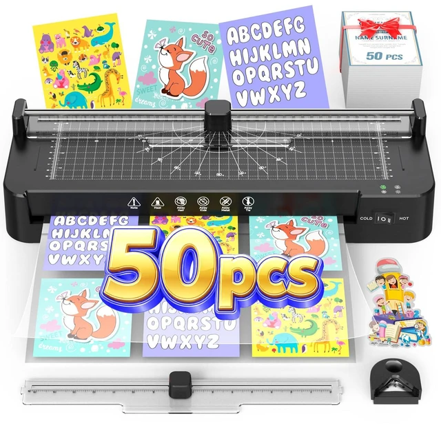 Main image of 13Inch Laminator Machine with Sheets 50pcs, Paper Cutter Corner Rounder Scale Line, Dual Roller Hot/Cold NTC Control 11x17 ABS Anti-Jam 78s Preheat Laminating Machine for Teacher Office Home A3A4A5A6