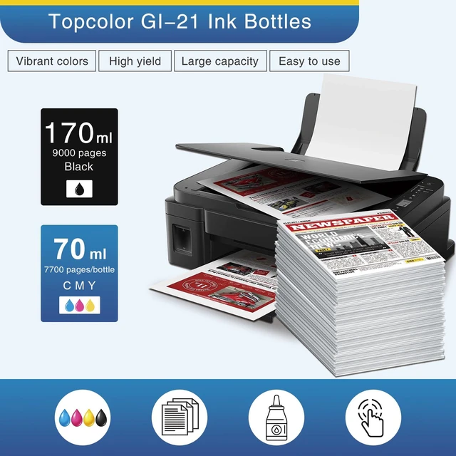 Alt view image 3 of 7 - 5Pack Compatible for Canon 21 GI-21 GI21 G3270 G3290 Ink Refill Bottles Set GI-21 G3270 Ink Bottles Compatible for Canon MegaTank G3270 G3290 G4280 G4270 G3260 G3272 G2270 G2260 G1220 G1230 Printer
