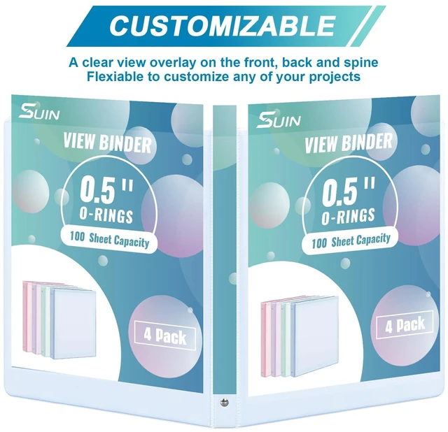 Alt view image 4 of 7 - 0.5'' 3-Ring-Binder with Pockets, 100 Sheets Capacity, 1/2 inch Binders fits 11" x 8.5" US Letter Size, Assorted 4 Pastel Colors - Ideal for School, Office, and Home Use (0.5 inch)