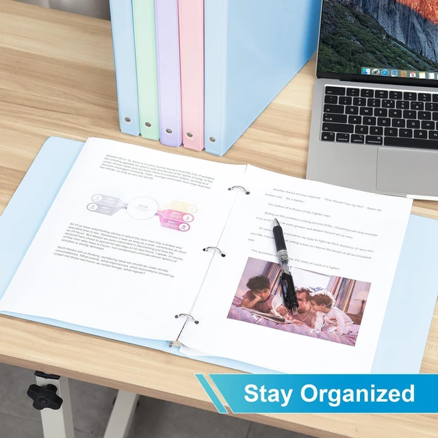 Alt view image 5 of 7 - 0.5'' 3-Ring-Binder with Pockets, 100 Sheets Capacity, 1/2 inch Binders fits 11" x 8.5" US Letter Size, Assorted 4 Pastel Colors - Ideal for School, Office, and Home Use (0.5 inch)