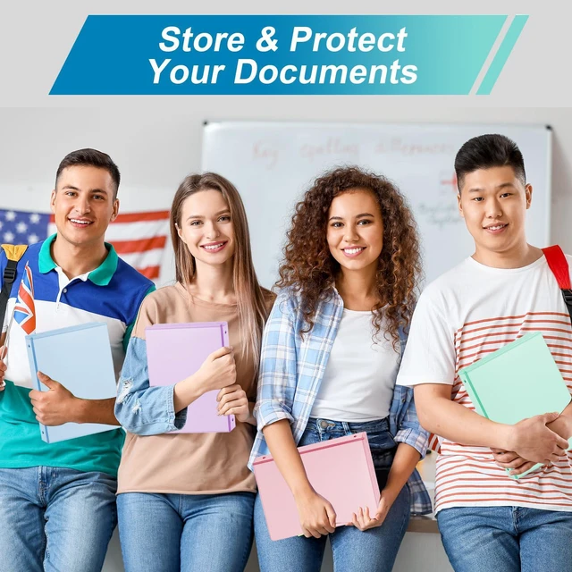 Alt view image 7 of 7 - 0.5'' 3-Ring-Binder with Pockets, 100 Sheets Capacity, 1/2 inch Binders fits 11" x 8.5" US Letter Size, Assorted 4 Pastel Colors - Ideal for School, Office, and Home Use (0.5 inch)