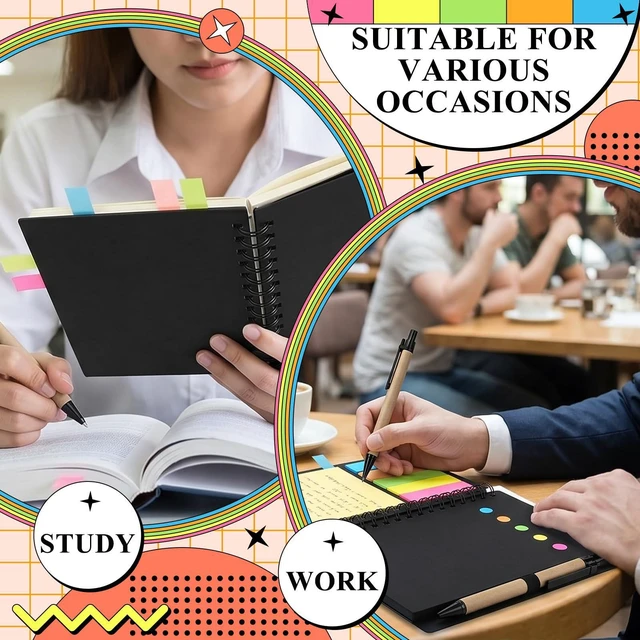 Alt view image 6 of 6 - 80 Pack Lined Spiral Notebook Bulk Small Notepad and Pen Set Steno Pads Lined Notepad Bulk, Black Pocket Notebook, For Business Office School Supplies