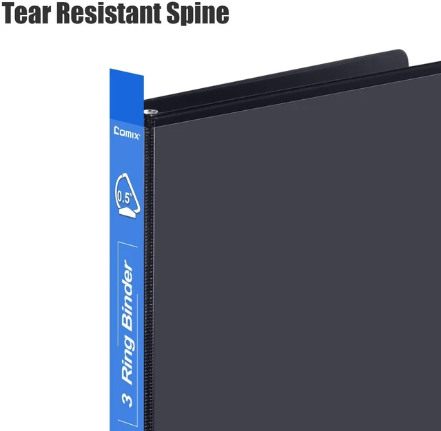 Alt view image 3 of 5 - Heavy Duty 0.5 inch Slant-D Ring View Binder, 1/2 inch 3 Ring Binders, Hold 125 Sheets of 8.5" x 11" Paper, 12 Pack (Black)