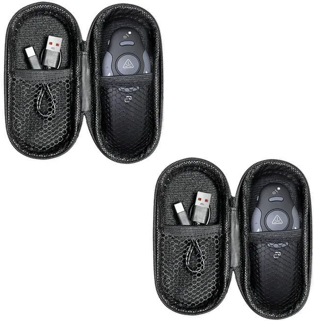 Main image of 2 Unit Presentation Clickers, Wireless Presenter Remote with Case 2in1 USB/Type C Receiver, Rechargeable, Red Laser Pointer PowerPoint Clickers for Mac/Windows/Linux, Google Slide/Keynote