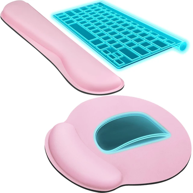 Main image of Keyboard Wrist Rest & Mouse Pad with Wrist Rest, Pale Pink Memory Foam Wrist Support, Ergonomic Design, Non-Slip Base, Office and Home Use