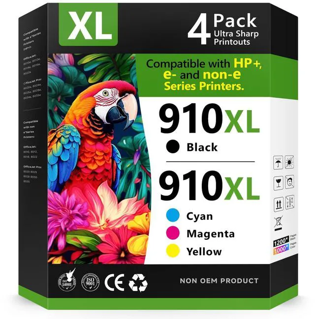 Main image of 910XL Ink Cartridges for HP Printers Replacement for HP Ink 910XL 910 Combo Pack Work with OfficeJet Pro 8015e 8025e 8020e 8028e 8035e 8020 8022 8025 8035 Printer (4 Pack)