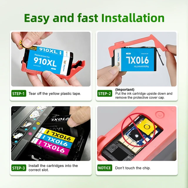 Alt view image 4 of 6 - 910XL Ink Cartridges for HP Printers Replacement for HP Ink 910XL 910 Combo Pack Work with OfficeJet Pro 8015e 8025e 8020e 8028e 8035e 8020 8022 8025 8035 Printer (4 Pack)