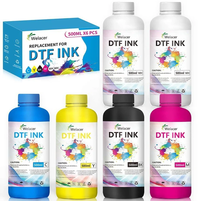 Main image of DTF Ink 5Color Kit 500ml x 6 Heat Transfer Ink Refill I3200 ET-8550 Ink Kit for I3200,XP600,R1390,L1800,ET-8550,ET-2850,XP-15000,R2400,L800,1430,P800,R2000 for All DTF Printers&Film(2Wh,CMYK)