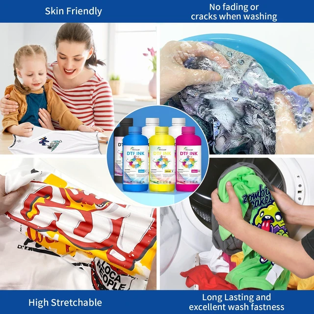 Alt view image 4 of 5 - DTF Ink 5Color Kit 500ml x 6 Heat Transfer Ink Refill I3200 ET-8550 Ink Kit for I3200,XP600,R1390,L1800,ET-8550,ET-2850,XP-15000,R2400,L800,1430,P800,R2000 for All DTF Printers&Film(2Wh,CMYK)