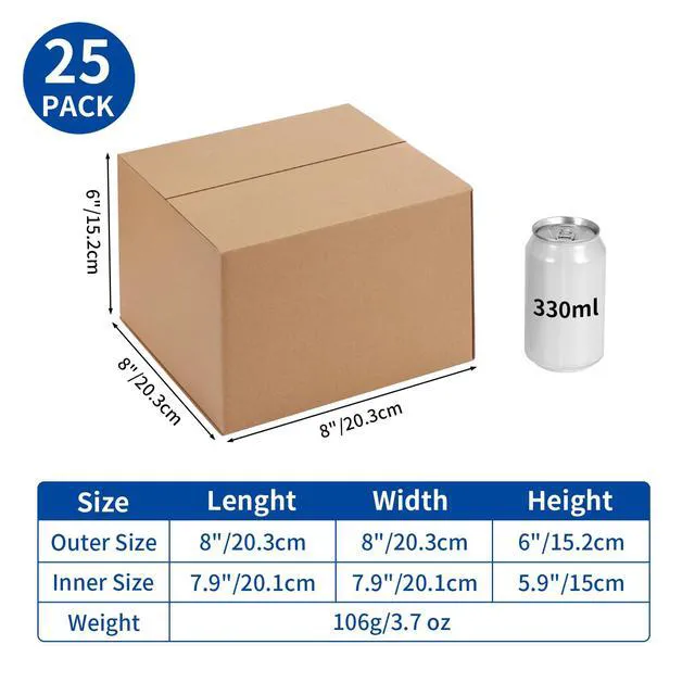 Alt view image 2 of 5 - 25 Packs 8x8x6 Shipping Boxes for Small Business, Corrugated Cardboard Boxes Bulk for Shipping Packing Mailing
