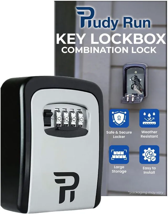 Main image of Key Lock Box for Outside Large Outdoor Lockbox for Keys with Code, 4-Digit Combination Hidden Safe to Hide a Key Outside, Wall Mounted Key Storage for Home, Airbnb, 1 Pack