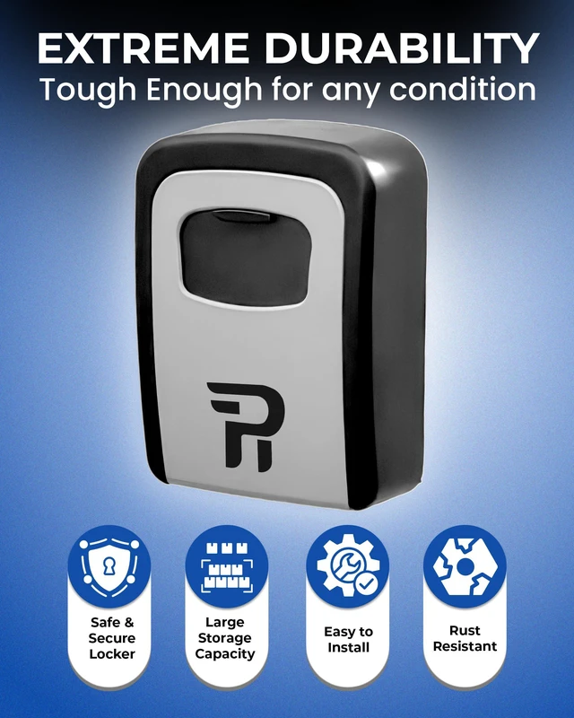 Alt view image 2 of 7 - Key Lock Box for Outside Large Outdoor Lockbox for Keys with Code, 4-Digit Combination Hidden Safe to Hide a Key Outside, Wall Mounted Key Storage for Home, Airbnb, 1 Pack