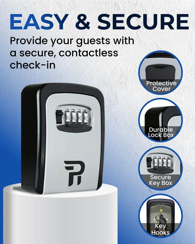 Alt view image 3 of 7 - Key Lock Box for Outside Large Outdoor Lockbox for Keys with Code, 4-Digit Combination Hidden Safe to Hide a Key Outside, Wall Mounted Key Storage for Home, Airbnb, 1 Pack