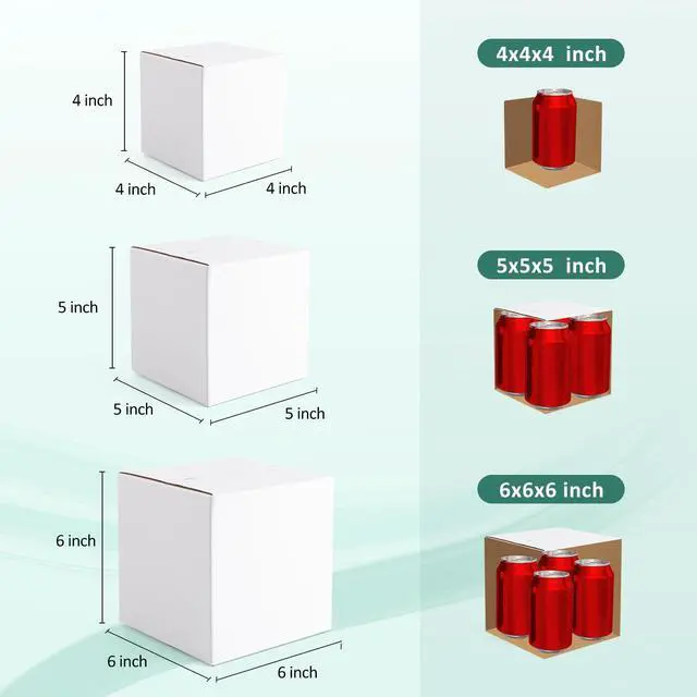 Alt view image 2 of 7 - 30 Pack Small Shipping Boxes Assorted Sizes, 4x4x4 & 5x5x5 & 6x6x6 10 PCS Each Small Boxes, White Corrugated Box Mailers, Cardboard Boxes for Packaging Small Business, Mailing