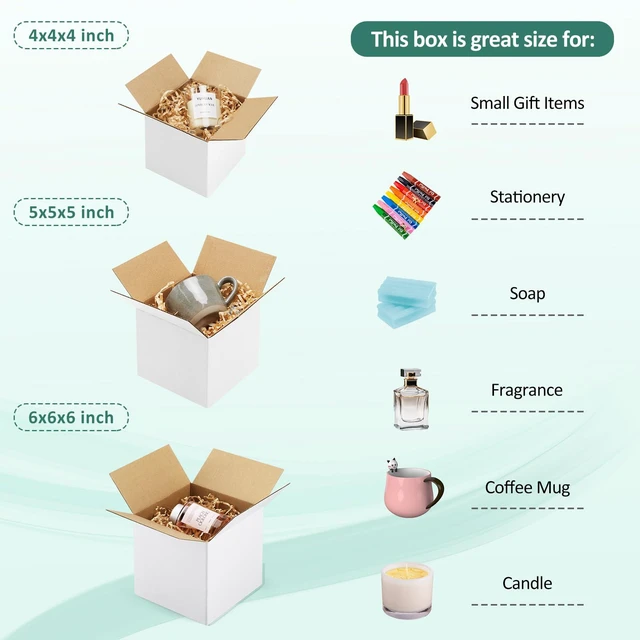 Alt view image 4 of 7 - 30 Pack Small Shipping Boxes Assorted Sizes, 4x4x4 & 5x5x5 & 6x6x6 10 PCS Each Small Boxes, White Corrugated Box Mailers, Cardboard Boxes for Packaging Small Business, Mailing